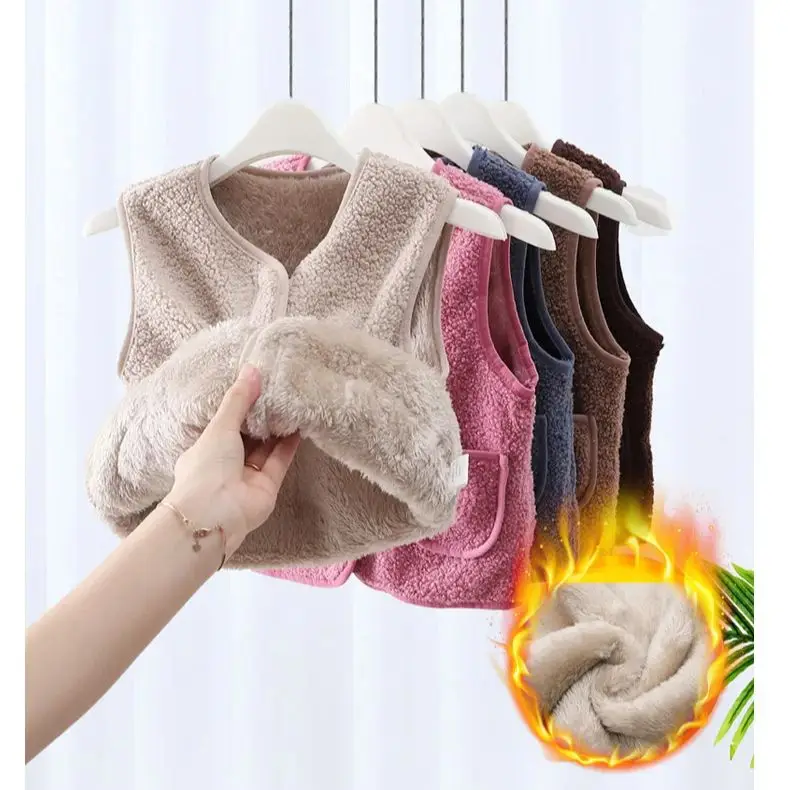 Gilet en fourrure pour bébé fille et garçon, vêtement chaud, avec fermeture éclair, sans manches, pour la neige, collection automne et hiver