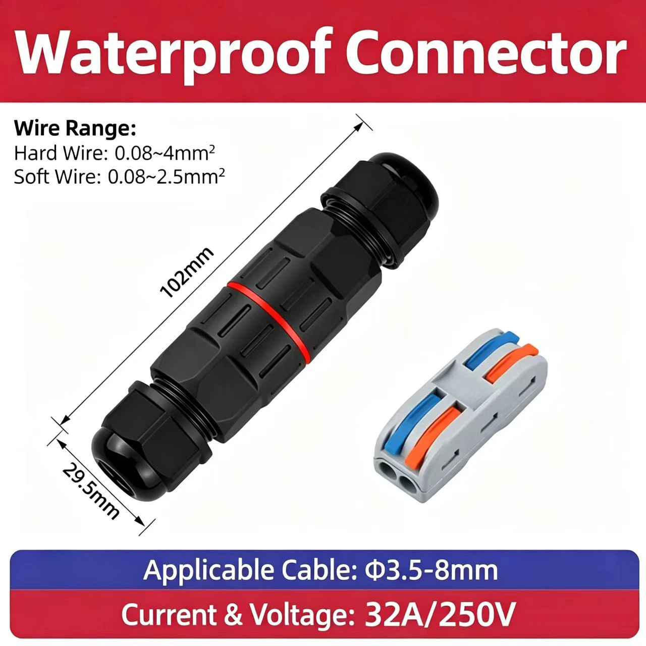 1Pc 2 Pin 3 Pin Wire Connector IP68 Waterproof Electrical Box Quick Splice Terminals For Low Voltage Landscape Lighting Outdoor