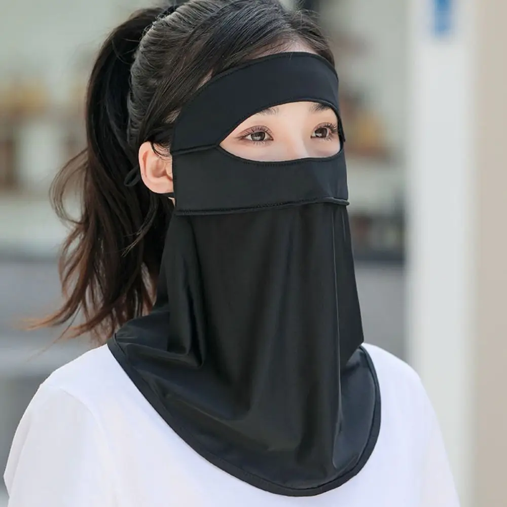 

Fashion Summer Full-Face Sunscreen Veil Anti UV Breathable Ice Silk Face Cover UPF 50+ Outdoor Neck Wrap Cover Driving