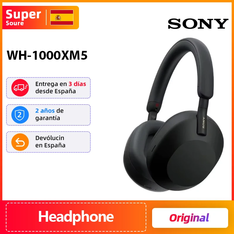 Originales Sony WH-1000XM5 Auriculares inalámbricos con cancelación de ruido Unidad de controlador de 30 mm especialmente diseñada Diseño cómodo