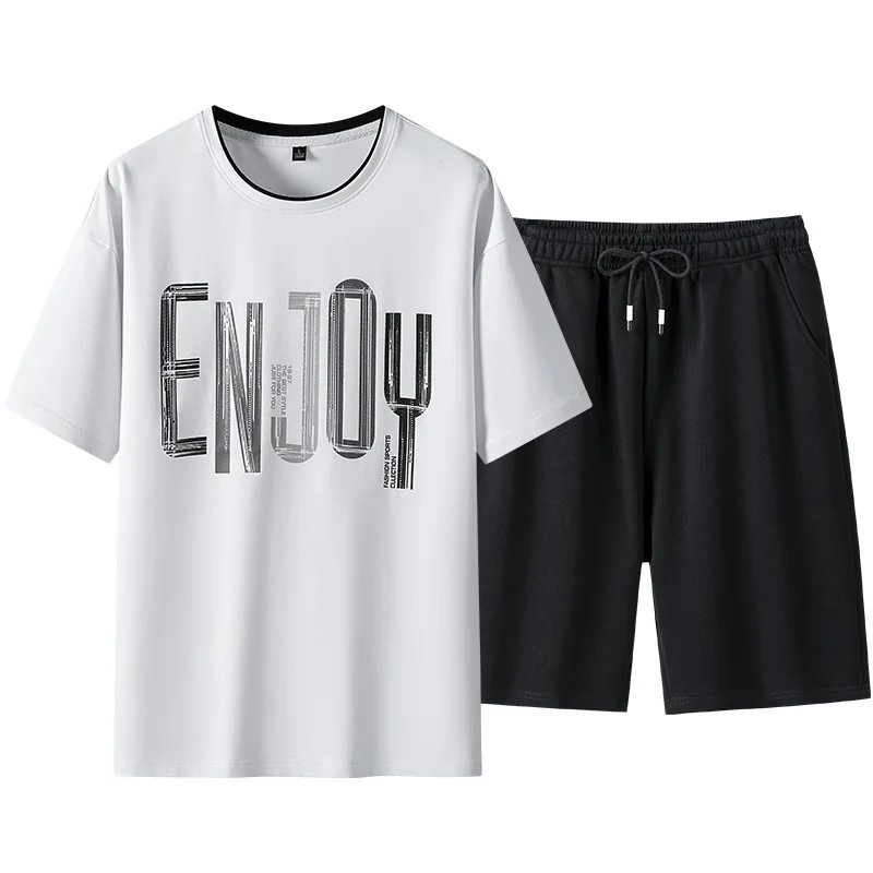 

Men's ort Sve T-irt Casual Sportswear Set Korean Trendy Body T-irt orts Matching Spor Five-Quarter Pants