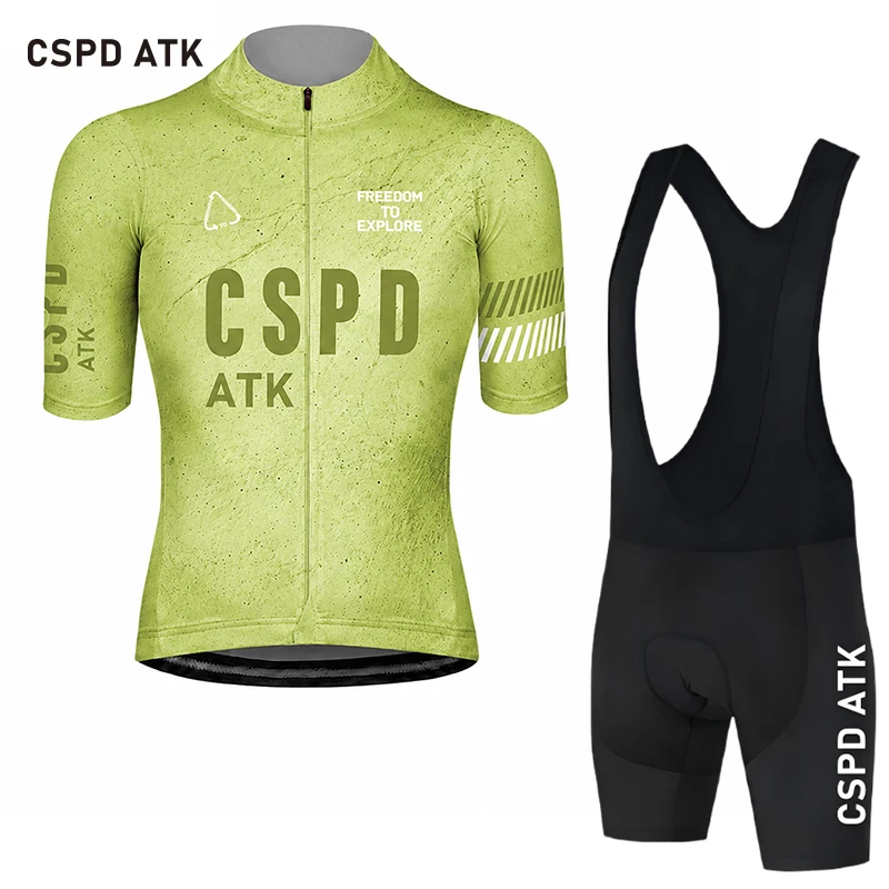 

CSPD ATK Men's Cycling Set Summer Quick Drying Cycling Short Top Polyester Fiber Cycling Jersey Sponge Cushion Cycling Shorts