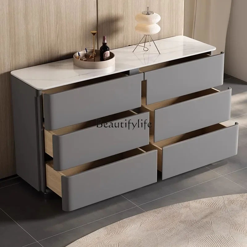 Italian minimalist side cabinet Nordic entrance floor-to-ceiling rock slab locker