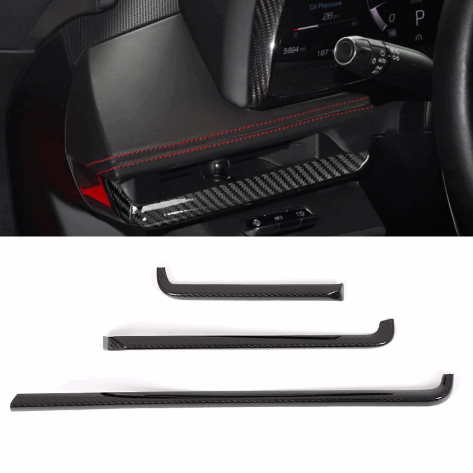 

For Corvette C8 Z51 2020-2022 Interior Console Dashboard Panel Cover Trim Real Carbon