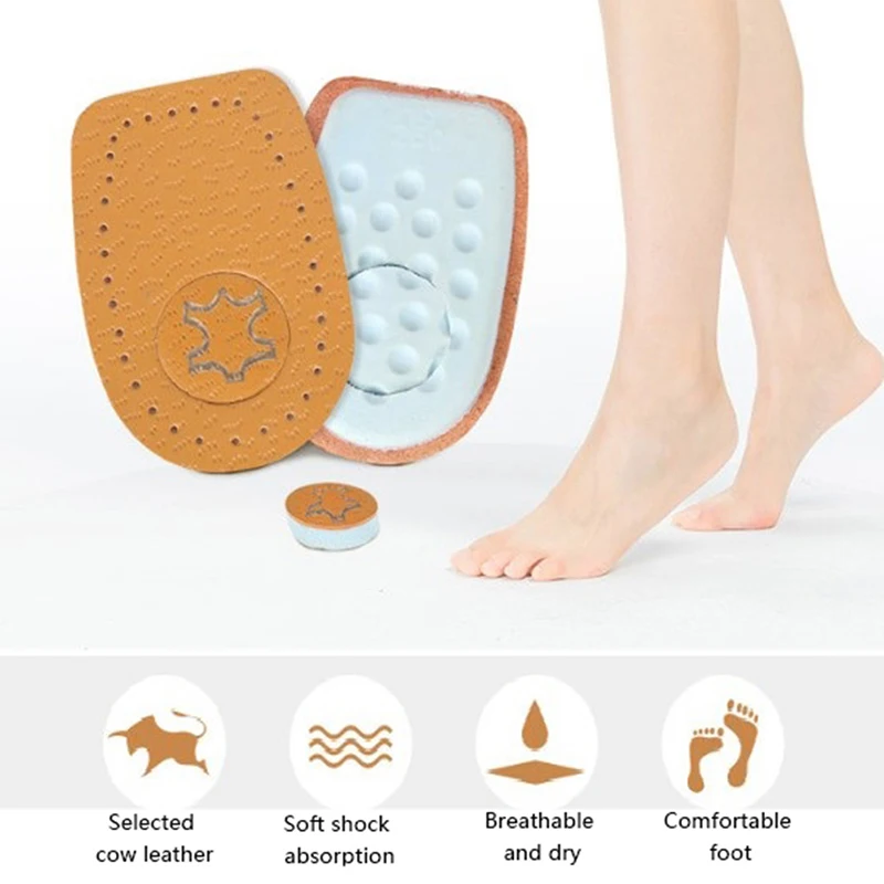 2Pcs Unisex Soft Insole Heel Support  Lift Insert Shoe Pad Height Foot Cushion