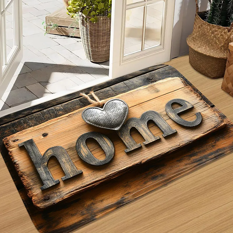 

Welcome letter peach heart pendant flannel home absorbent foot mat, door mat, study small carpet, living room small foot mat