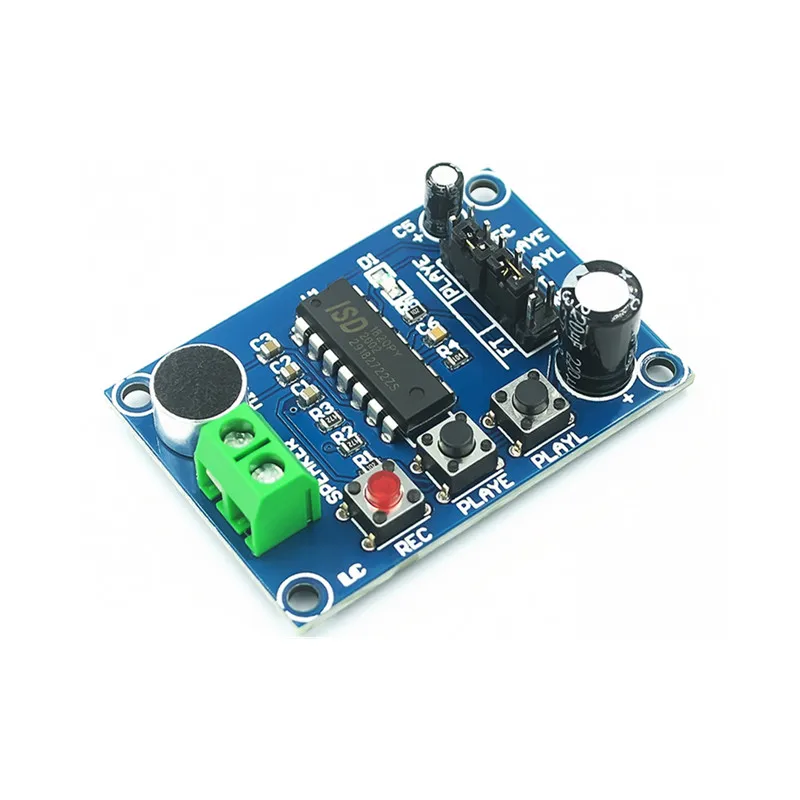 

New blue PCB version ISD1820 voice board voice module recording and playback module (onboard microphone)