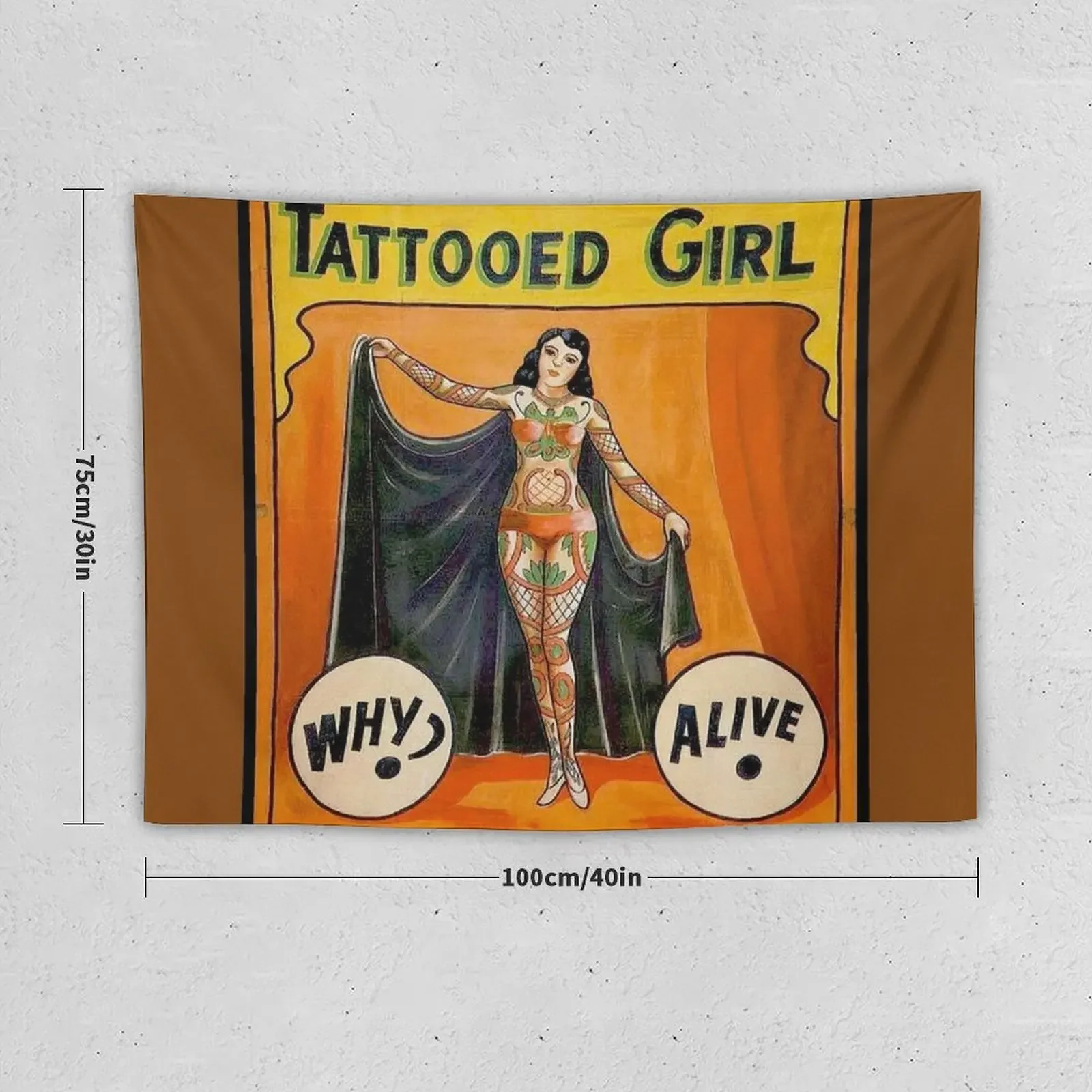 TATTOOED GIRL : Vintage Circus Sideshow Advertising Print Tapestry Decor For Room Decoration Pictures Room Wall Tapestry