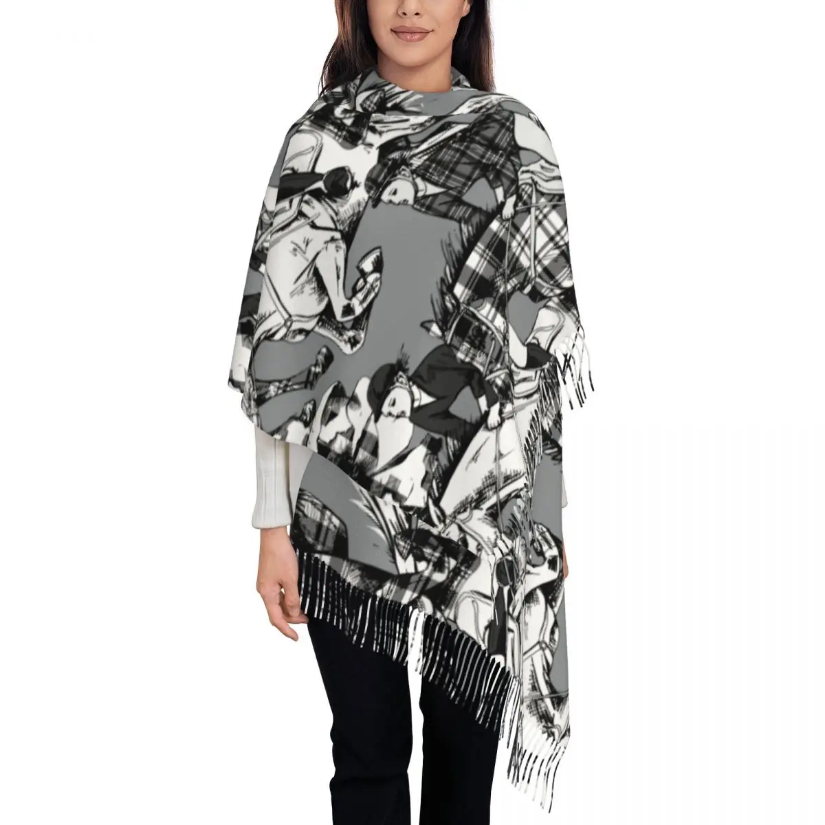 Galloping Checkered Horse Shawls and Wraps for Evening Dresses Womens Shawls Wraps Dressy Shawls and Wraps for Evening Wear