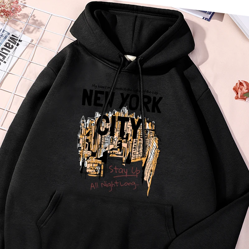 New York City Printing Sport Shirts Men'S Fashion Everyday Hoodies Unisex Causal Pocket Sportwear Streetwear Fleece Clothing