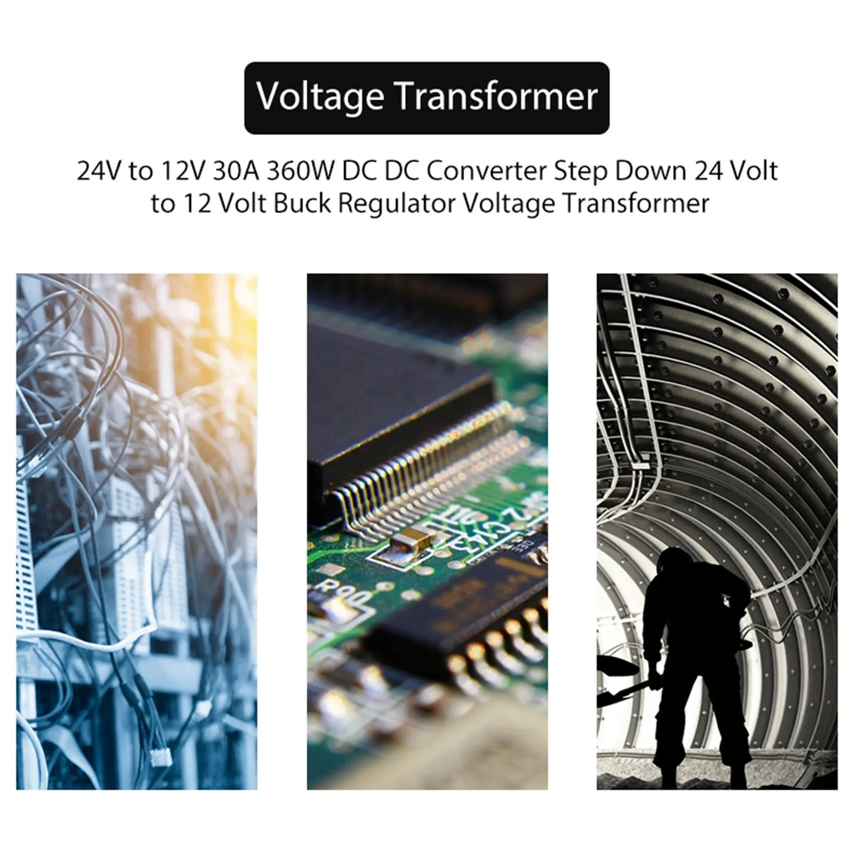 ABVA-24V To 12V 30A 360W DC DC Converter Step Down 24 Volt To 12 Volt Buck Regulator Voltage Transformer