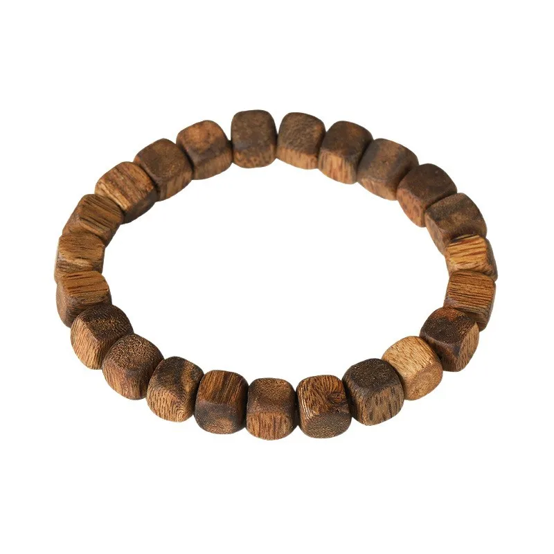 Natural Hainan Qinan Agarwood Square Sugar Beads Bracelet, High Oil, for Men Women Gifts