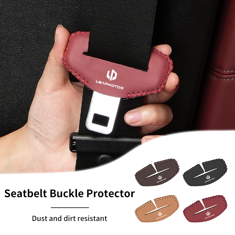 Car Seatbelt Buckle Protector Leather Anti-Scratch Pat Accessories For Leapmotor T03 S01 C11 C01 C10 Leap Motor