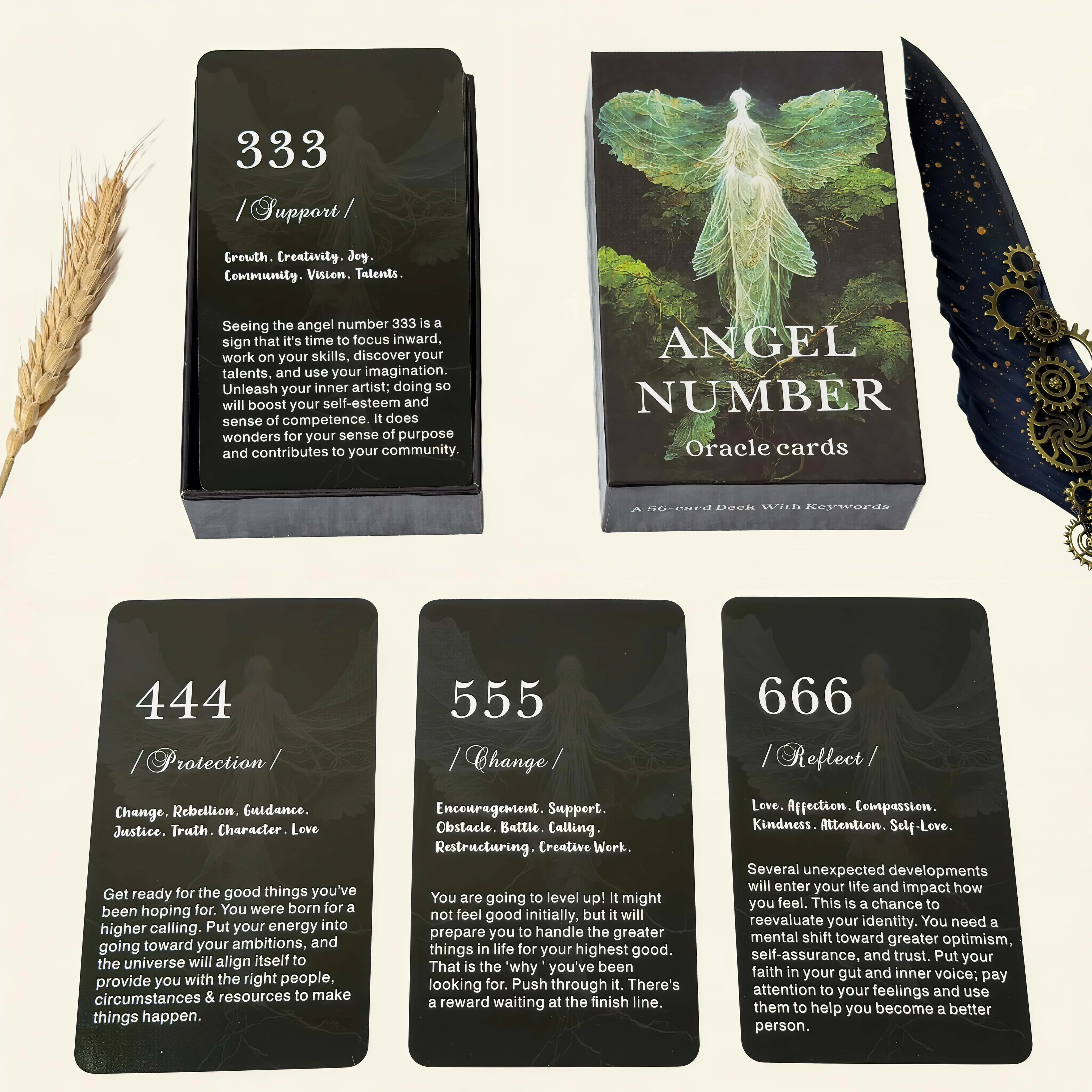 56 English Angel Number Oracle Cards, Spiritual Self-Reflection, Tarot Series, Guidance for Love and Career. 2