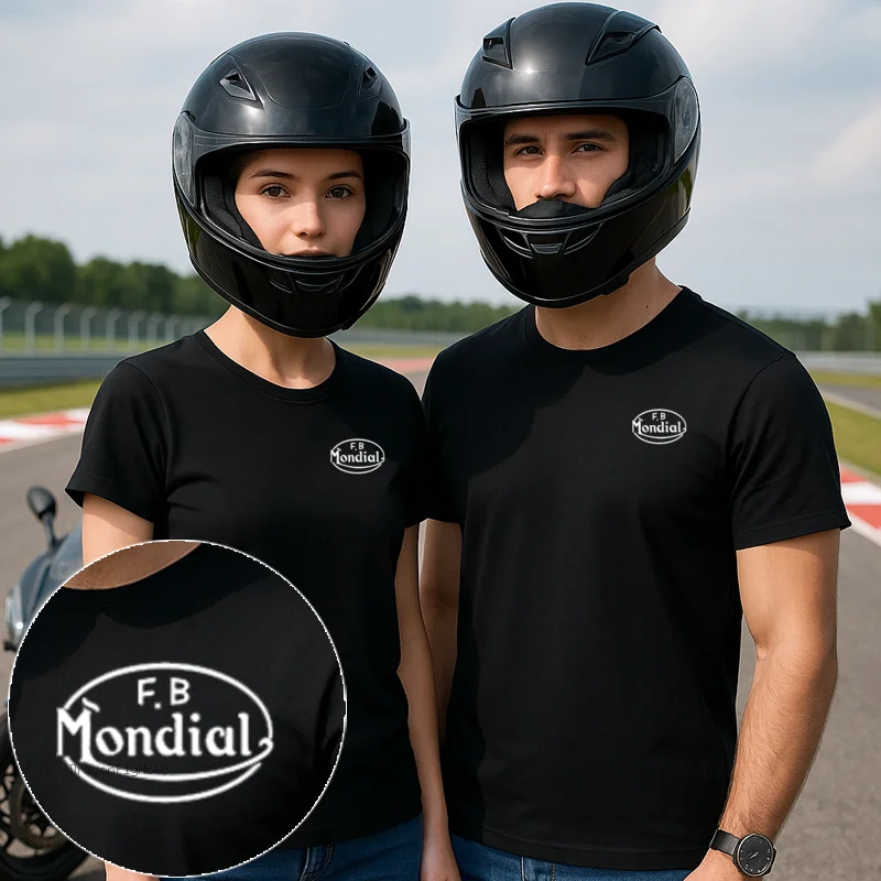 FB Mondial Logo Motorcycles T Shirts Fashion Men Summer Short Sleeve Cotton Bultaco Man Tshirt For FB Mondial Flat Track HPS 125