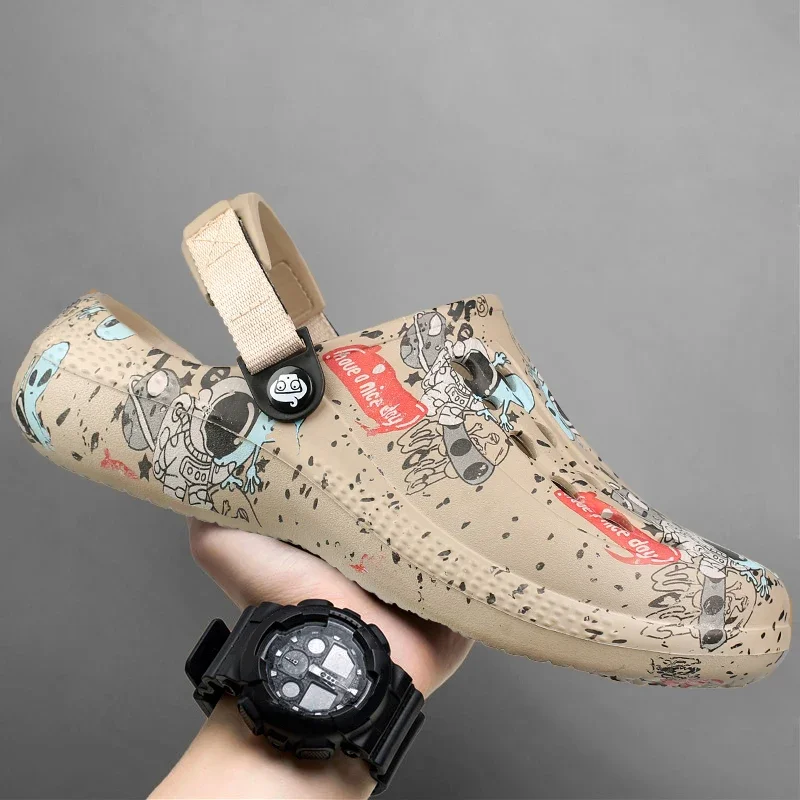 

Лето 2023, мужские сандалии, новая домашняя садовая обувь, удобные и легкие мужские тапочки, нескользящие шлепанцы с мягкой подошвой, сандалии