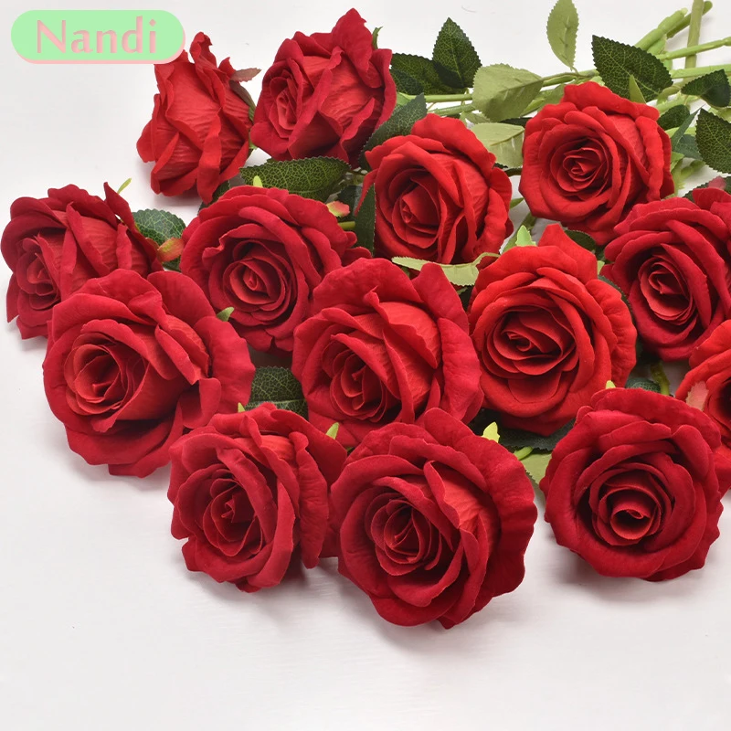 5pcs 7x51cm Artificial Rose Flower Wedding Decoration Bouquet Home Table Setting Shoot Fake Plants Valentine\'s Day Gift