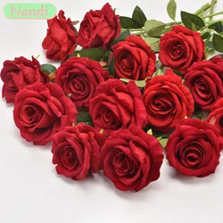 Flor rosa artificial para decoração de casamento, plantas falsificadas, buquê de casa, mesa, tiro, presente do dia dos namorados, 7x51cm, 5pcs