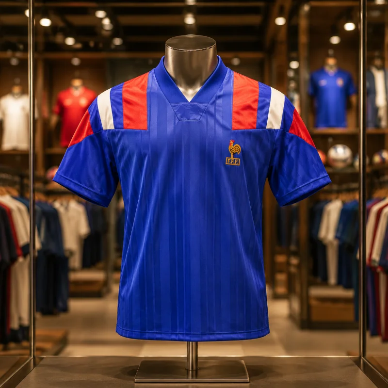 3D-gedrucktes Vintage-Fußballtrikot im französischen Stil, schnelltrocknend, atmungsaktiv, kurzärmeliges Fußball-Trainingsshirt – ein Muss für Fans – Detail 2