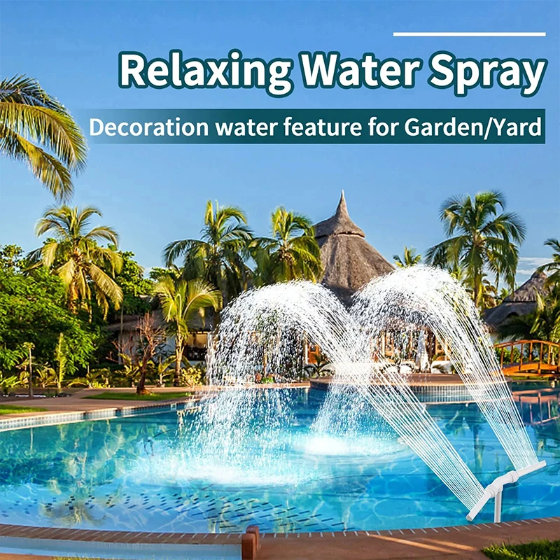 Fuente de piscina de doble pulverización ajustable, aspersor de cascada para piscina, rociador de fuente de jardín al aire libre, soporte de montaje Universal