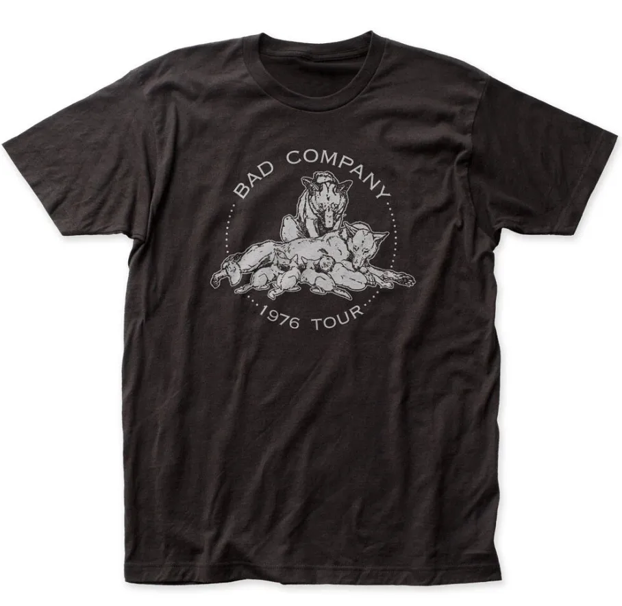 تي شيرت Bad Company 1976 Tour للرجال من Rock N Roll Music Classic Band تي شيرت أسود #1