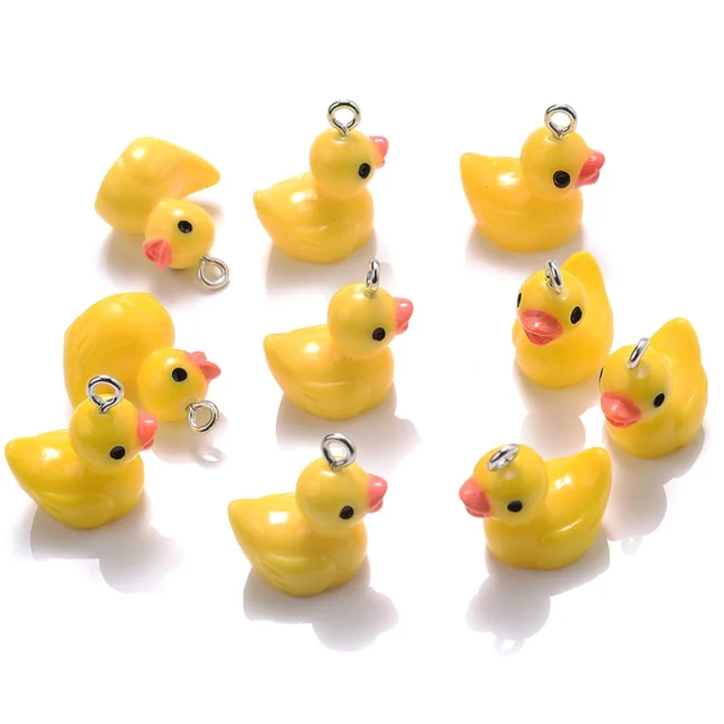 DW20 10pcs 16x19mm New Cute Animal Yellow Duck Charms Resin Charms for Making DIY Jewelry Supplies Material Workmanship