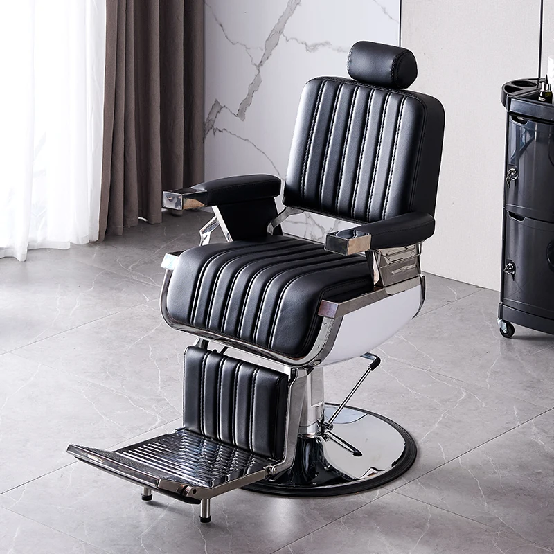 Upscale Retro Men\'s Oil Head Barber Chair Hair Salon Can Put down Shaving and Trimming Hair Cutting Chair