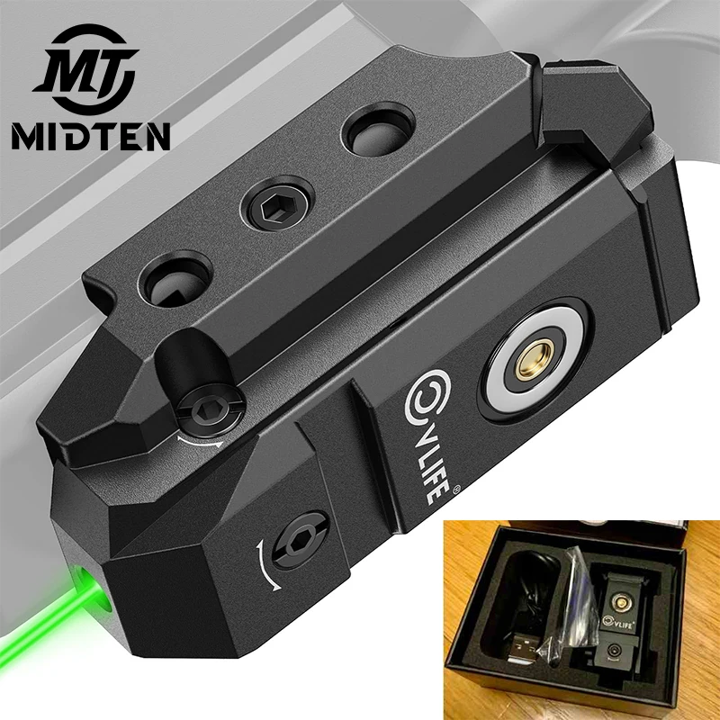 

MIDTEN Rechargeable Green Laser Sight for Pistol Upgraded Low-Profile Sight Magnetic Charging Port