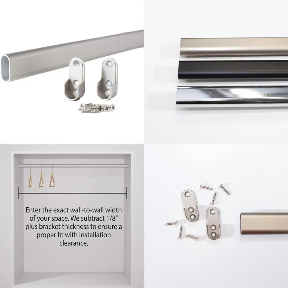 

Регулируемая овальная штанга для шкафа, 12-89 дюймов, с креплением на винтах, усиленная, доступна в никелированном исполнении, 49-62 дюйма