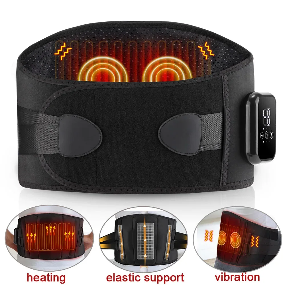 

Electric Cordless Heated Waist Belt Massager Lower Back Lumbar Support with Steel Plate Decompression Brace Muscle Relax