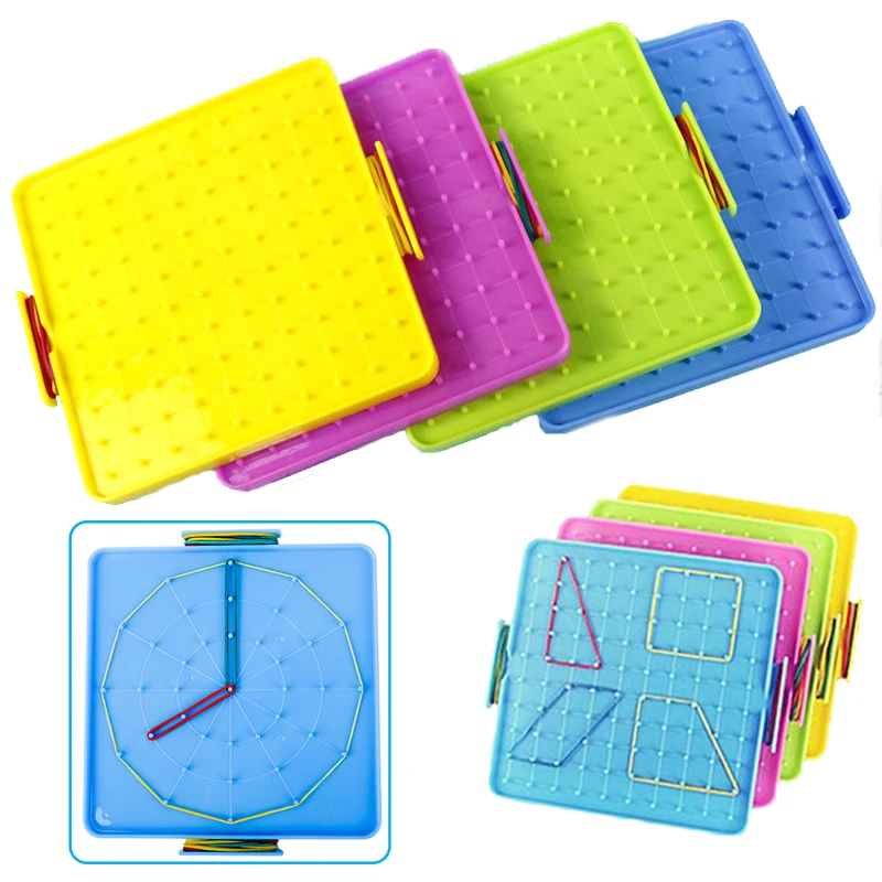 Baby Educational Toys Montessori Early Learning Geometry Creativity DIY Nail Board with Rubber Bands Children Kids Birthday Gift