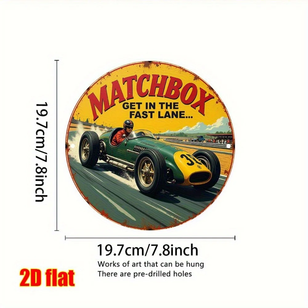 2D Flat - 1pc Vintage Matchbox Tin Sign Wall Art - Retro Aluminum Ad, 19.81x19.81 cm, Easy to Install, Perfect for Bedroom, Livi