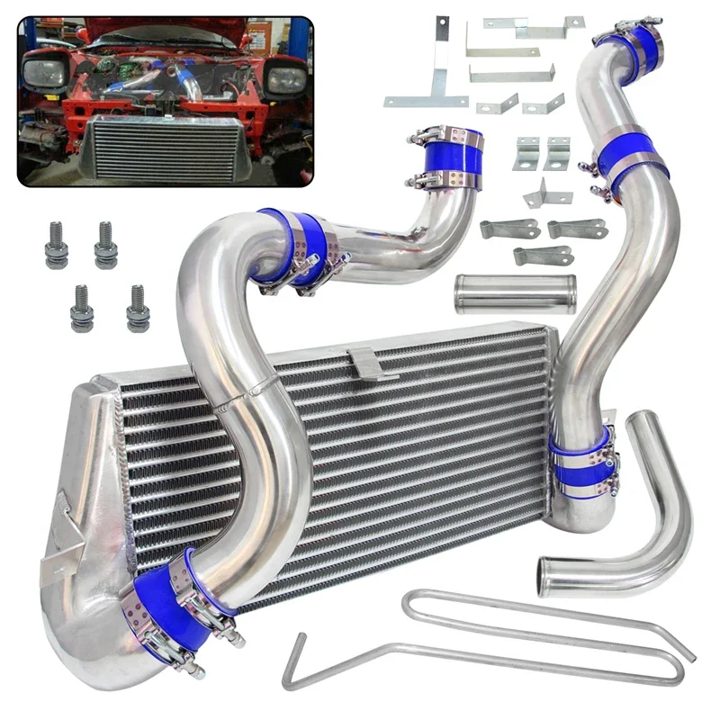 FMIC Front Mount Intercooler Kit Fit For Mazda RX7 RX-7 FD FD3S 13B 93-97 1.3L Blue/Black/Red