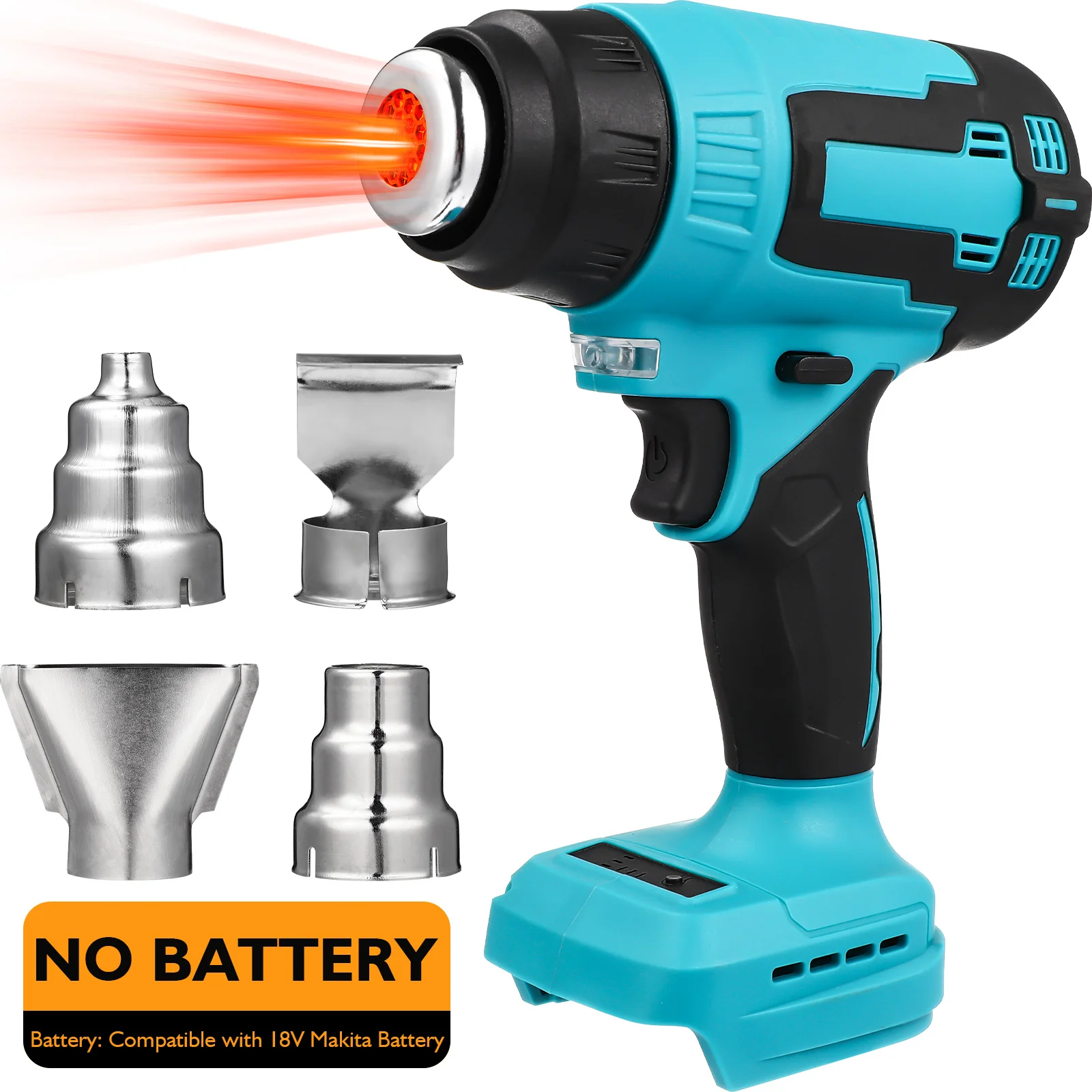 Wireless Film Applicator Gun Cordless Hot Air Heater 4 Nozzles Led Light Handheld Blower Tool For Car Repair Welding Equipment