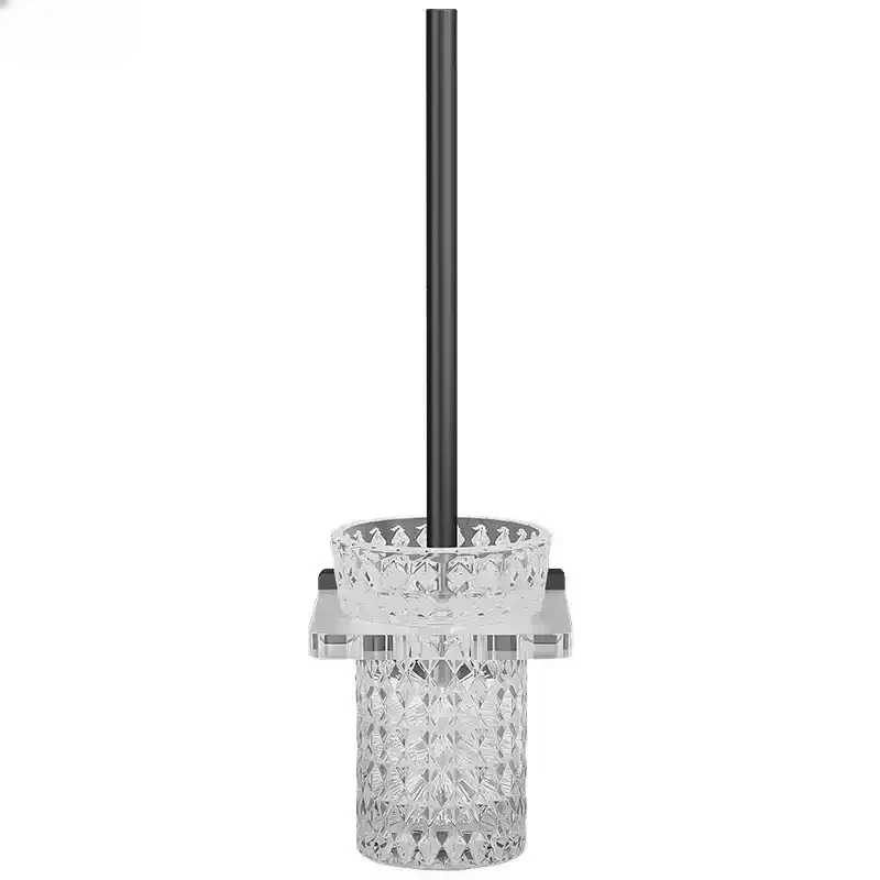 Metal Acrylic Toilet Brush Set Wall Mounted Toilet Brush Holder Bathroom Accessories Wall Shelf Toilet Cleaning Brush Tool