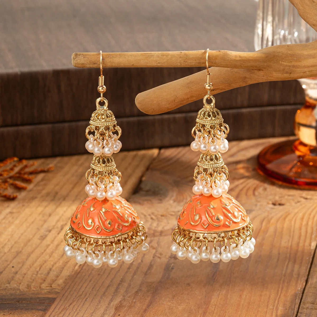 Retro Ethnic Gold Color Jhumka - Indian Wedding Supply ulasan dan harga