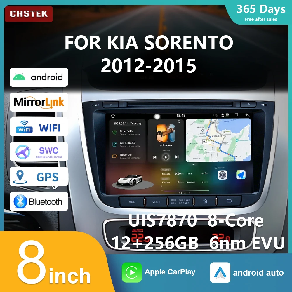 

CHSTEK 8" UIS7870 12+256G Car Radio Multimedia Player for KIA SORENTO 2012-2015 CarPlay Android 13 GPS Navigation 4G WiFi DSP