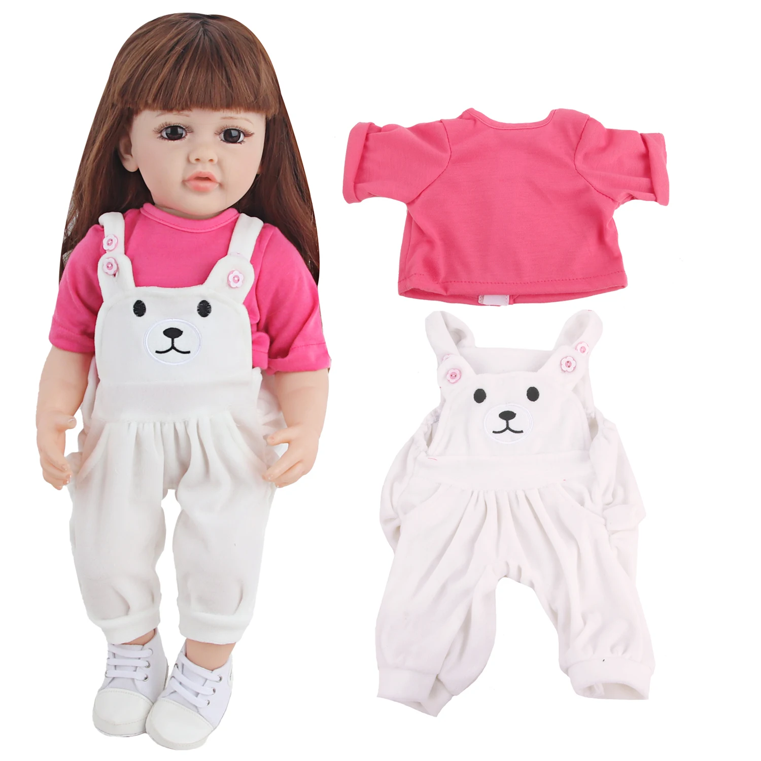 55CM Reborn Girl Doll Clothes Set Backband Pants+T-Shirt Clothing Suit Outfit For 22 Inches Baby New Born Girl Dolls Toy Gift