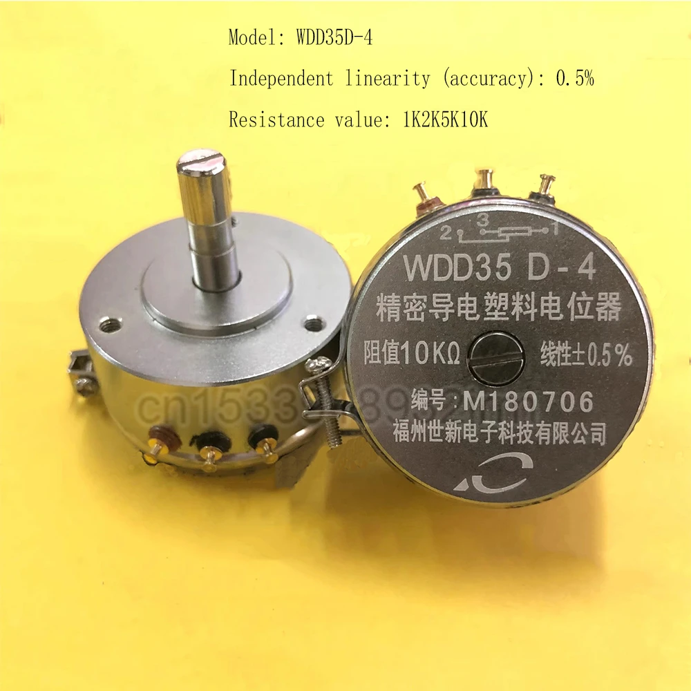 

1pcs WDD35D-4 Precision Conductive Plastic Potentiometer Accuracy 0.5% 2W Angular Displacement Sensor 1K2K5K10K