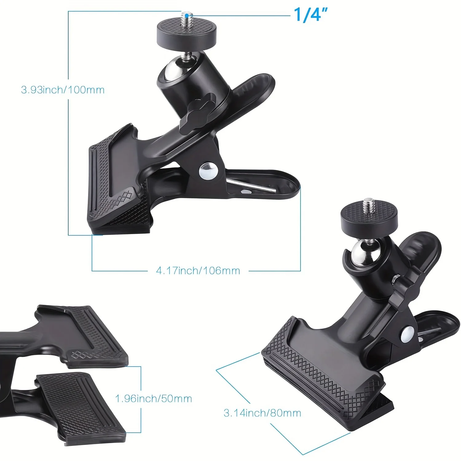 Clamp Mount, Camera Flash Mount, Phone Mount, 360° Camera Clamp, Clamp Tripod Flash Rail Mounting Adapter With 1/4\