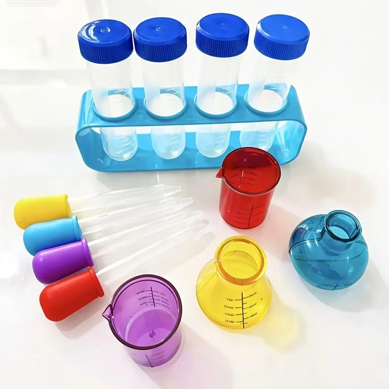 13PCS / set test tube and dropper, beginner's color laboratory test tube set, durable plastic dropper test tube set