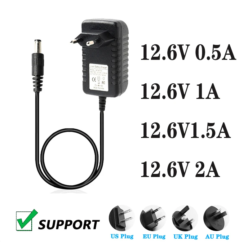 

12.6 V1A 2A DC Power Adapter 18650 Lithium Battery Li-ion Charger for 3s 12.6V 2000MA Lithium Battery Pack