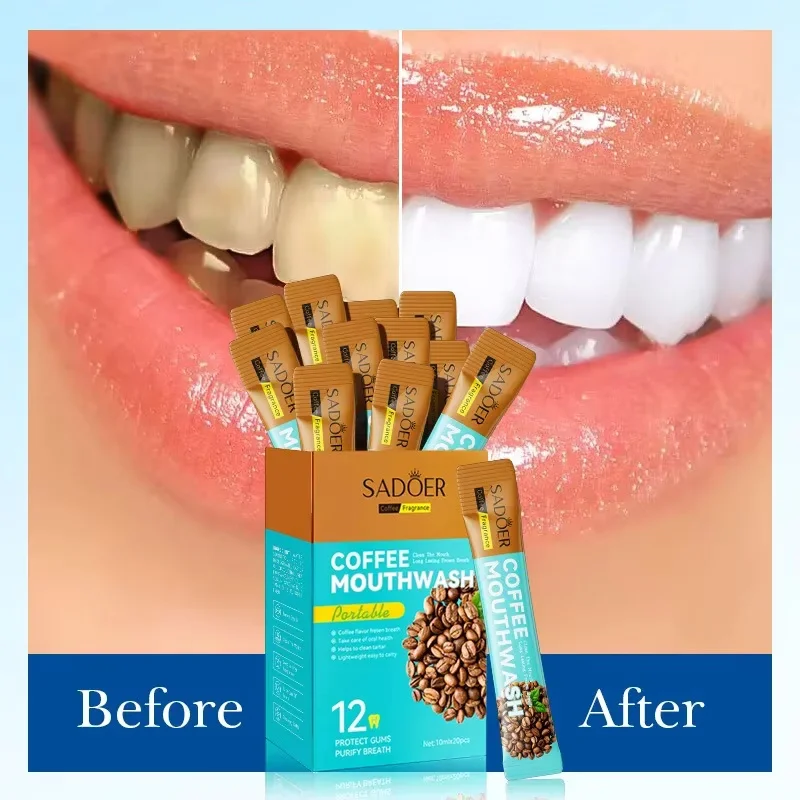 Coffee Refreshing Mouthwash Portable Sachet Freshens Breath Cleans Teeth Reduces Oral Bacteria Cares for Gum Health