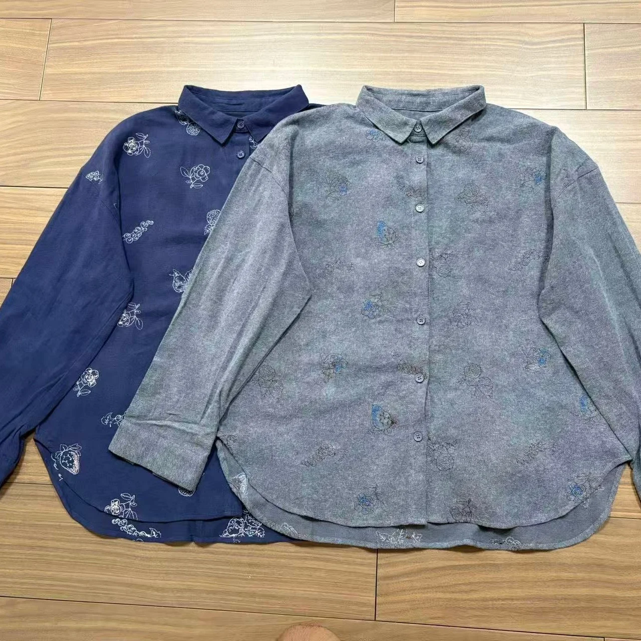 

Heavy Embroidery Long Sleeve Cotton Shirt Women's Spring New Style Collar Loose Fit Breathable Comfortable Floral Print