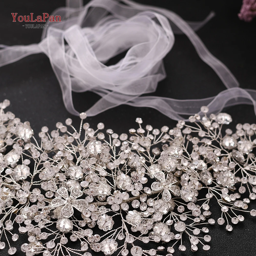 YouLaPan-Cinturón de lujo hecho a mano para vestido de novia, faja ostentosa con diamantes de imitación, accesorios de joyería para fiesta, SH240