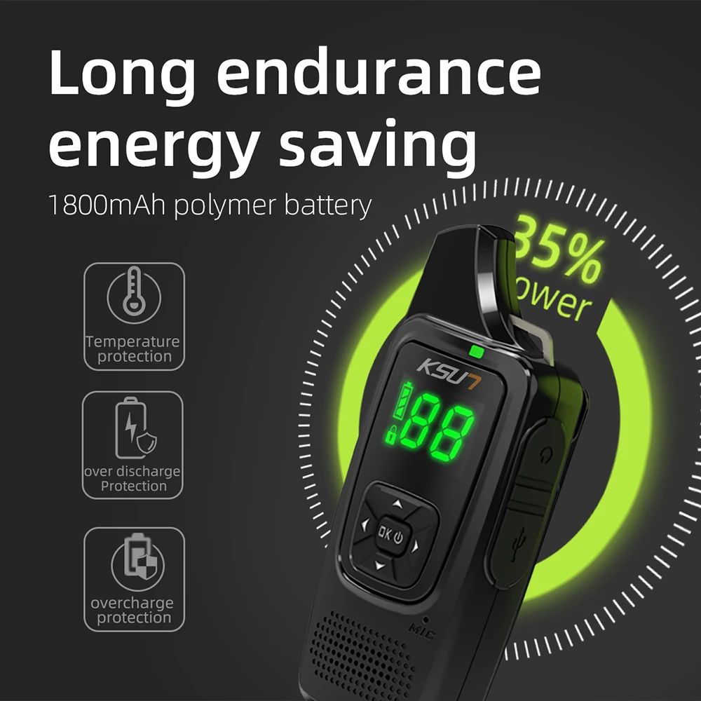 KSUN V6 أجهزة اتصال لاسلكية صغيرة 2 طريقة راديو قابلة للشحن يدوي أجهزة الراديو المحمولة اتجاهين مع سماعة الأذن رحلة الطريق التخييم 2 قطعة #3