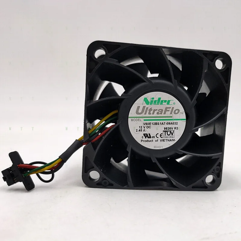 H  1 pcs Nidec 12V2.45A6038 V60E12BS1A7-09A032 6 cm pwm speed regulating serverfan