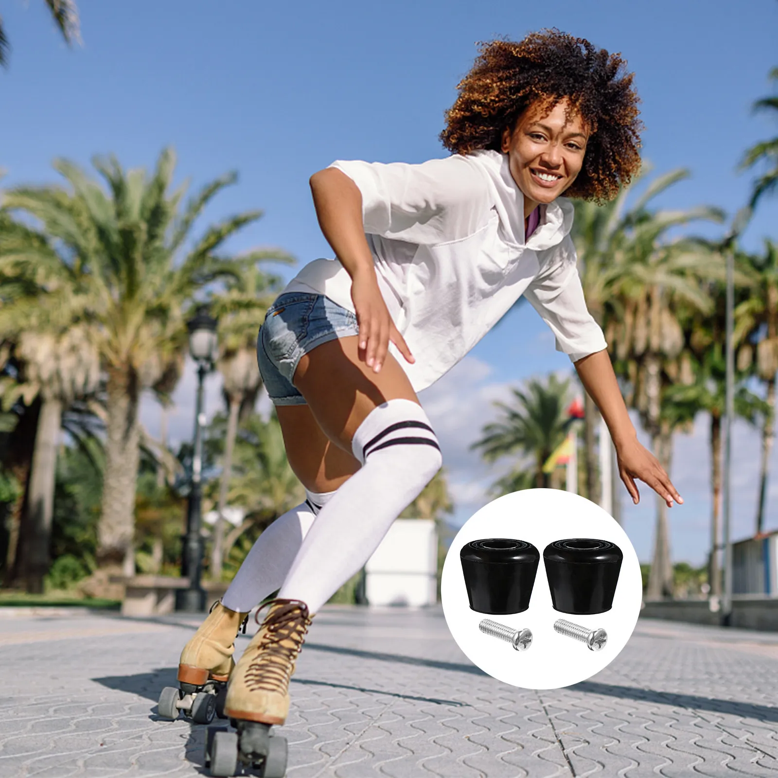 

4Pcs Roller Skates Brake Mat Sturdy Premium Material Brake Block for Stability Fast Stopping Balanced Control Quick Release