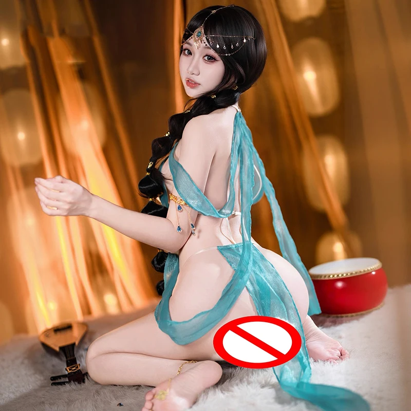فستان راقص للمناطق الغربية للحفلات الخضراء من Hanfu ملابس داخلية مثيرة للنساء بيجامات مغرية أزياء تنكرية للمسرح المثيرة