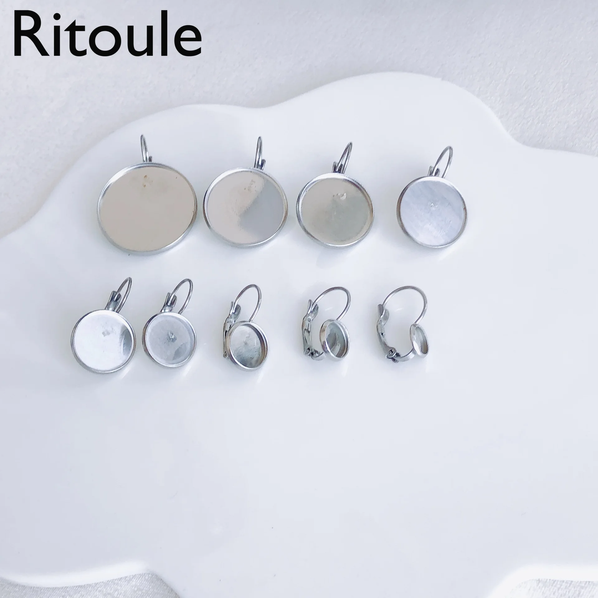 6PCSStainless steel 6-30mm time gem holder D word French ear hook DIY jewelry accessories